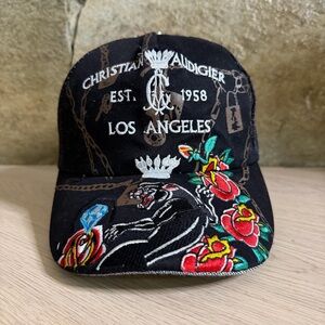 Vintage Christian Audigier Panther Rose Mesh Trucker Hat One Size Adjustable